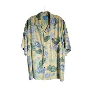 Bermuda Bay Hawaiian Shirt Men's Size XL 100% Silk Floral Design Soft